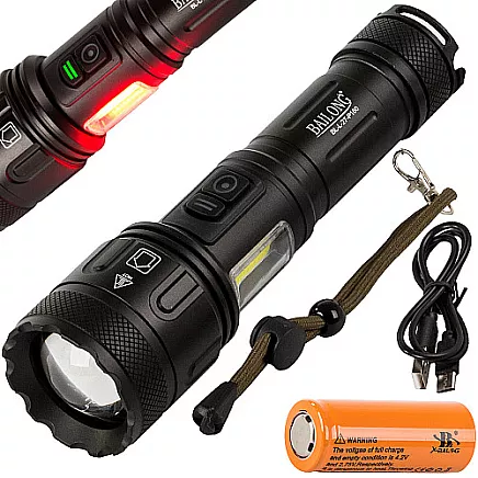 Taktiskā LED lukturis Bailong L-27 ar CREE XHP160, COB, Power Bank