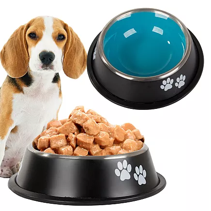 Anti-slip metal dog bowl large 1l