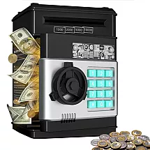 Automātiskā Monētu Banknošu Krājkase ar Kodu, Melns