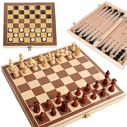 Šahs, Dambrete un Bekgemons (Nardi), Spēļu Komplekts 3in1