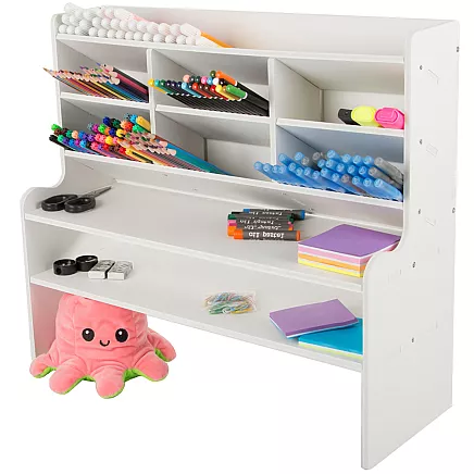 Galda organizators ar plauktiem balts plastmasas 42x47.5x17cm