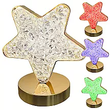 Galda nakts lampa zvaigzne ar LED RGB kristālu, USB uzlāde