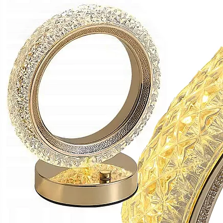 Galda nakts lampa ar LED RGB kristāla gredzenu, USB, akumulators