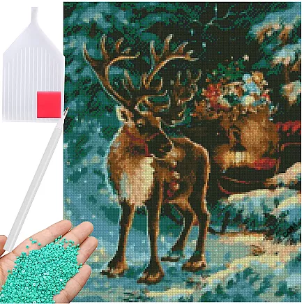 Dimantu Mozaīkas Komplekts _ Rokdarbs _ Glezna_ Ziemeļbriežu Ziemassvētku Komplekts 5D,...