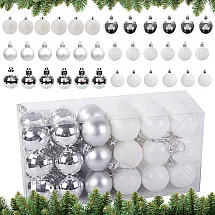 Ziemassvētku Eglīšu Bumbas Bumbulīši, Baltas un Sudraba, Nesalaužamas, 36 gab., 3 cm