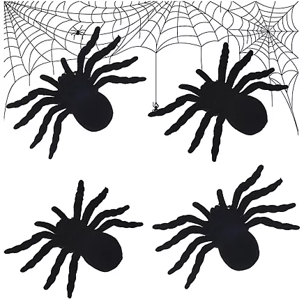 Zirnekļi Hellovīnam - 4 gab. dekorācijas