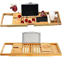 Regulējama liela bambusa vannas plaukts