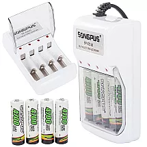 AA (R6) / AAA (R3) / Ni-Mh Ni-Cd Pirkstiņu Akumulatoru Lādētājs + 4x AA Baterijas 4700 mAh...