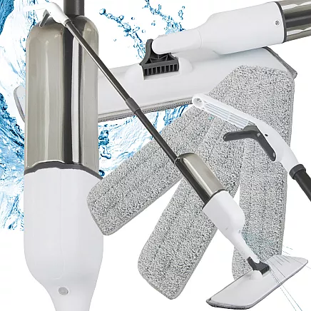 Flat mop with washer rotary solid spray 3x spare cartridges