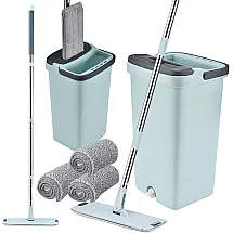 Plakanais mops ar divkameru spaini un izspiedēju, 3 mikrošķiedras uzlikas