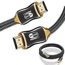 HDMI 2.1 Ultra High Speed kabelis 8K 60Hz 4K 120Hz ar pozlādētām kontaktēm 3 m