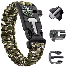 Izdzīvošanas aproce 5in1 ar kompasu, kramu un nazi, kamuflāžas