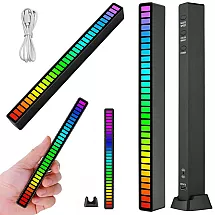 Usb Gaismas Diodes Skaņas Reaģē Uz Daudzkrāsainu Neona Sloksnes Rgb Led Mirgo Uzlādējams Akumulators