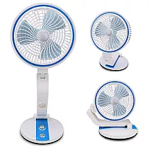 Bezvadu Salokāms Regulējams Grīdas Galdas Ventilators ar LED Apgaismojumu, 15-44cm, Zils