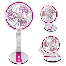 Bezvadu Salokāms Regulējams Grīdas Galdas Ventilators ar LED Apgaismojumu, 15-44cm, Rozā