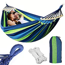 Divvietīgs dārza brazīliešu XXL šūpuļtīkls 270x160 cm, 200 kg, ar pārvalku