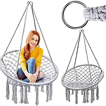 Karājamais krēsls šūpuļtīkls boho stilā "stārķa ligzda" mājai un dārzam, pelēks