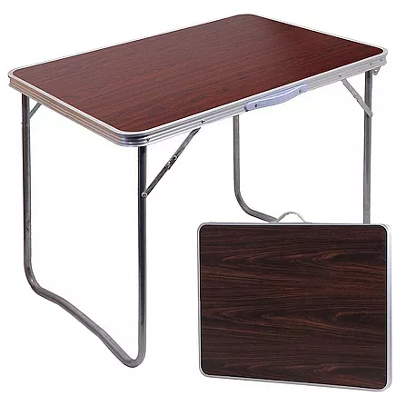 Saliekamais tūrisma galds ar rokturi, dārza galds, brūns