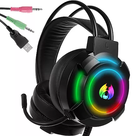 Vadu spēļu austiņas ar LED RGB un mikrofonu 5.1
