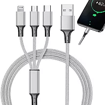 3IN1 USB Kabelis iPhone Lightning Micro USB Type-C 1.2m