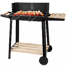 Pārvietojams Dārza Ogļu Grils BBQ ar Plauktiem un Riteņiem