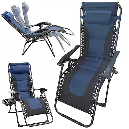 Garden beach lounger folding cushion gravity reinforced soft