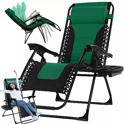 Garden beach lounger folding cushion gravity reinforced soft