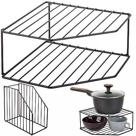 Kitchen corner standing metal shelf two-tier bathroom shelf