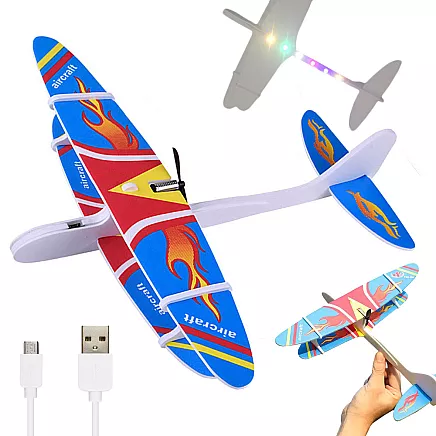 Polystyrene aeroplane flying foam usb led glider dart motor
