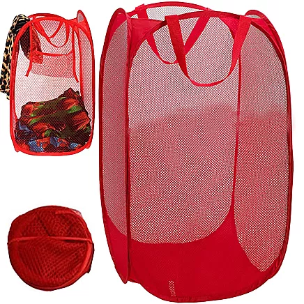 Saliekams Organizators, Grozs, Soma rotaļlietu, apģērbu glabāšanai, Sarkans (67x38x38 cm)...