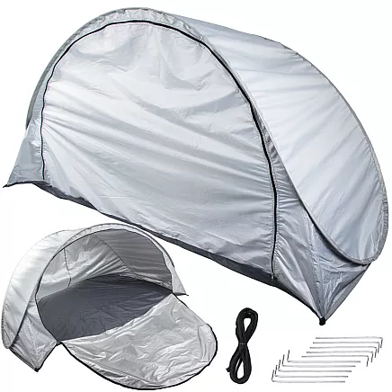 Pašizplešams pludmales telts ar UV aizsardzību, liels, pelēks