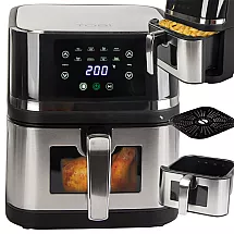 Liels karstā gaisa friteris 10L 2400W ar 8 programmām, sudraba