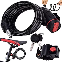 Velosipēda slēdzene ar atslēgu – izturīgs tērauda troses aizsargs, melns