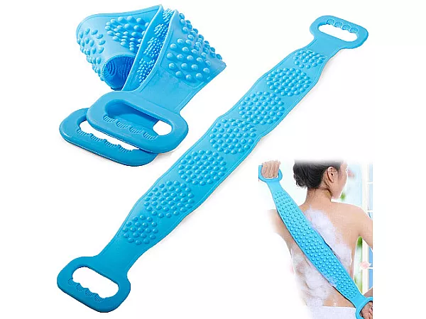 Divpusējs Silikona Sūklis Birste Masažieris Ķermenim un Kājām, Zils