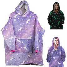 Silts oversize džemperis-sega 2-in-1, tumsā spīdošs, violets ar ponijiem