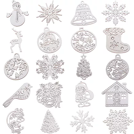 Wooden christmas tree decorations 20 pieces pendants baubles ornaments
