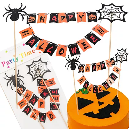 Halloween decoration for a cake cupcake picker topper garland paper