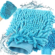 Mikrošķiedras divpusējs cimds automašīnas mazgāšanai un pulēšanai, 22cm x 15cm, zils