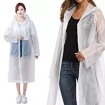 Kabatas izmēra lietusmētelis pončo ar kapuci, ūdensnecaurlaidīgs lietus apmetnis, balts