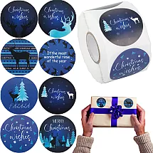 Dekoratīvās Ziemassvētku uzlīmes dāvanām rullī, 500 gab.