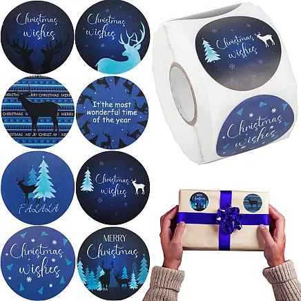 Christmas decorative stickers on roll of 500 pieces merry christmas