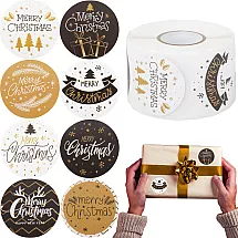 Dekoratīvās Ziemassvētku uzlīmes uz ruļļa 500 gab., krāsainas