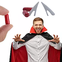 Vampīra zobu komplekts ar mākslīgajām asinīm Helovīnam