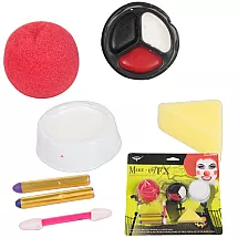 Klauna grima komplekts ar sarkanu degunu, Halloween, cosplay