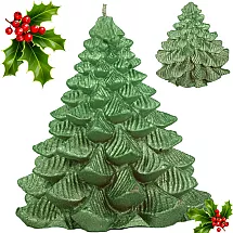 Dekoratīva Ziemassvētku svece Eglīte dāvanu kastītē, 8 cm