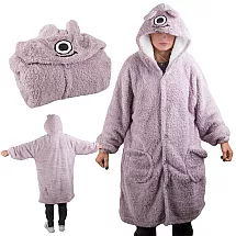 Silts oversize džemperis-sega ar kapuci, mīksts hūdijs-pleds, violets