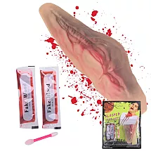 Mākslīgā brūce kaklam ar 10ml mākslīgajām asinīm, Halovīnam