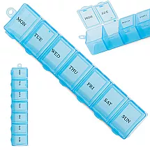 Nedēļas tablešu organizators 7 dienām zālēm un vitamīniem, zils