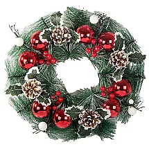 Ziemassvētku Adventes vainags dekoratīvs sarkans un balts 30cm