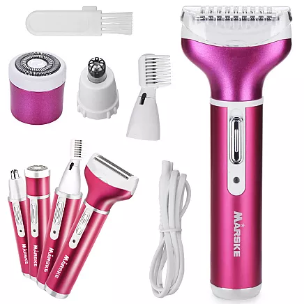 Depilator womens body shaver legs trimmer 4in1 interchangeable tips usb